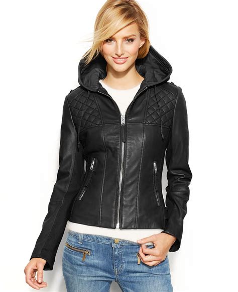 hooded leather jacket michael kors|Michael Kors puffer jacket ladies.